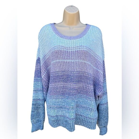 Time and Tru's Shaker Sweatercrewneck Drop-shoulder longsleeves ribbed cuffs - Picture 3 of 7